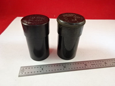 LOT 2 EA EMPTY MICROSCOPE OBJECTIVE CONTAINER BAUSCH LOMB ZEISS AS IS B#C6-C-20
