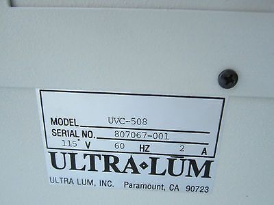 ULTRA LUM UV ULTRAVIOLET UVC-508 CLEANER FOR SEMICONDUCTORS OR CROSSLINKER PHARM