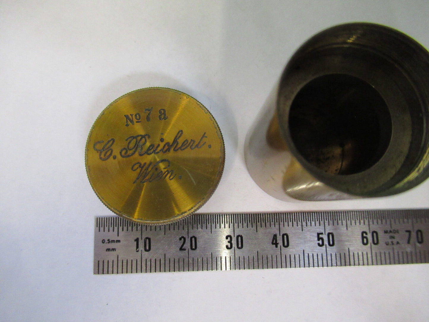 ANTIQUE BRASS Reichert Austria RARE EMPTY OBJECTIVE CANISTER AS PICTURED &5-b-15