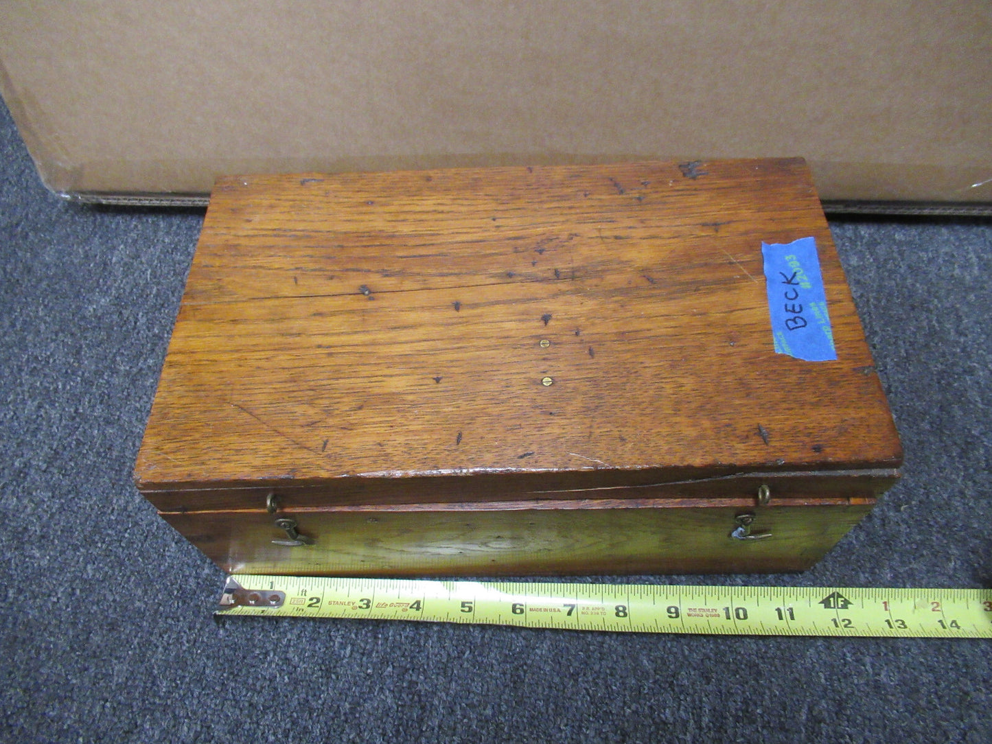 ANTIQUE EMPTY WOOD CASE BECK MICROSCOPE PART AS PICTURED &LOB