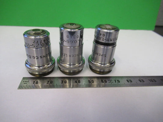 Lot 3 ea Objectives Spencer Lens Co. American Optical Co. Microscope Part