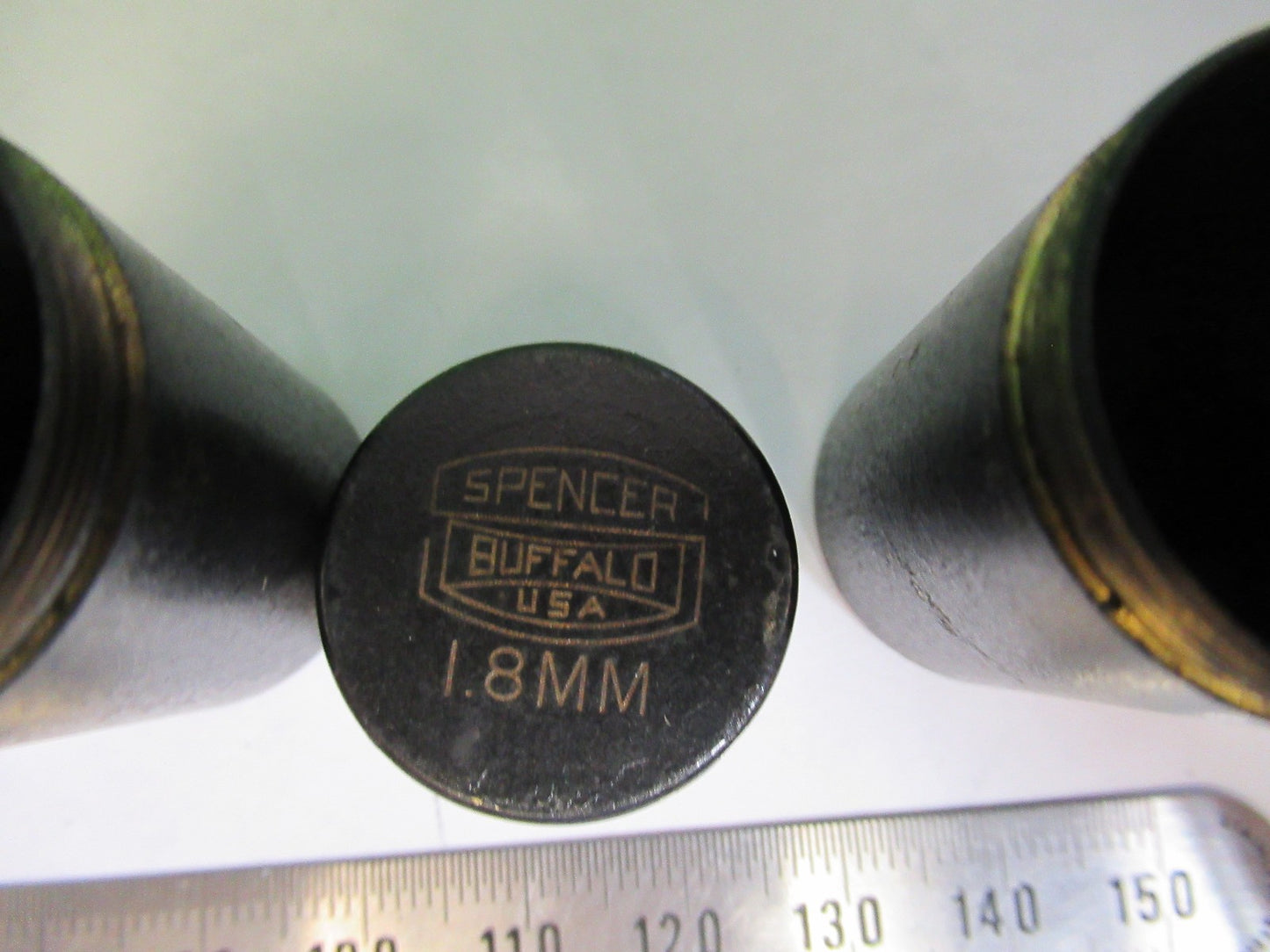 ANTIQUE BRASS EMPTY CANS SPENCER AO OBJECTIV MICROSCOPE PART AS PICTURED T4-A-30