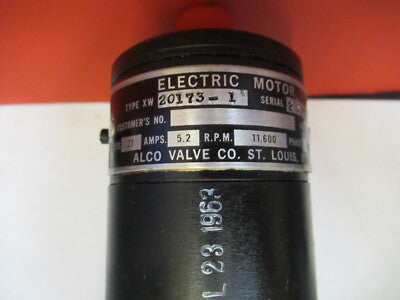 ALCO VALVE ELECTRIC MOTOR HIGH RPM XW20173-1 AIRCRAFT PART AS PICTURED #8Z-A-01