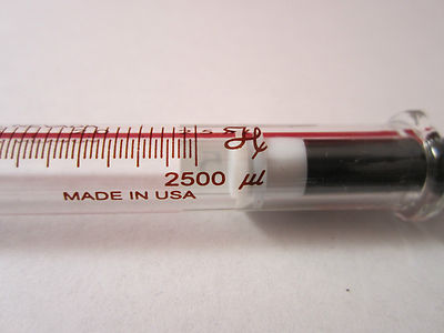 HAMILTON GLASS SYRINGE 2.5 ml GAS CHROMATOGRAPHY BIN#1C