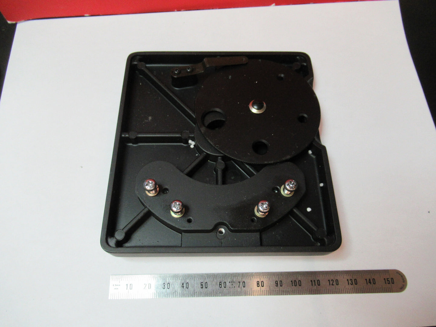 TASCO STAGE TABLE + CONDENSER OPTICS MICROSCOPE PART AS PICTURED T7-A-12