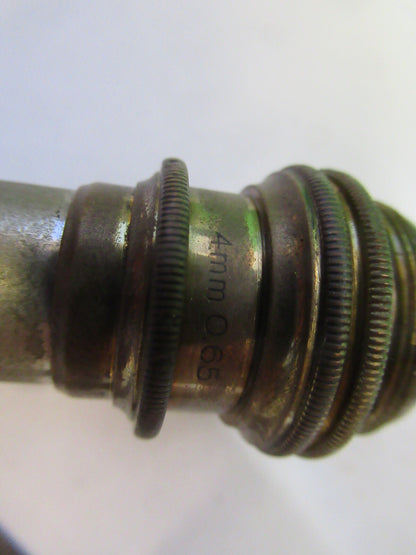 BAUSCH LOMB 4mm ANTIQUE BRASS OBJECTIVE LENS MICROSCOPE PART AS PICTURED F4-B-31