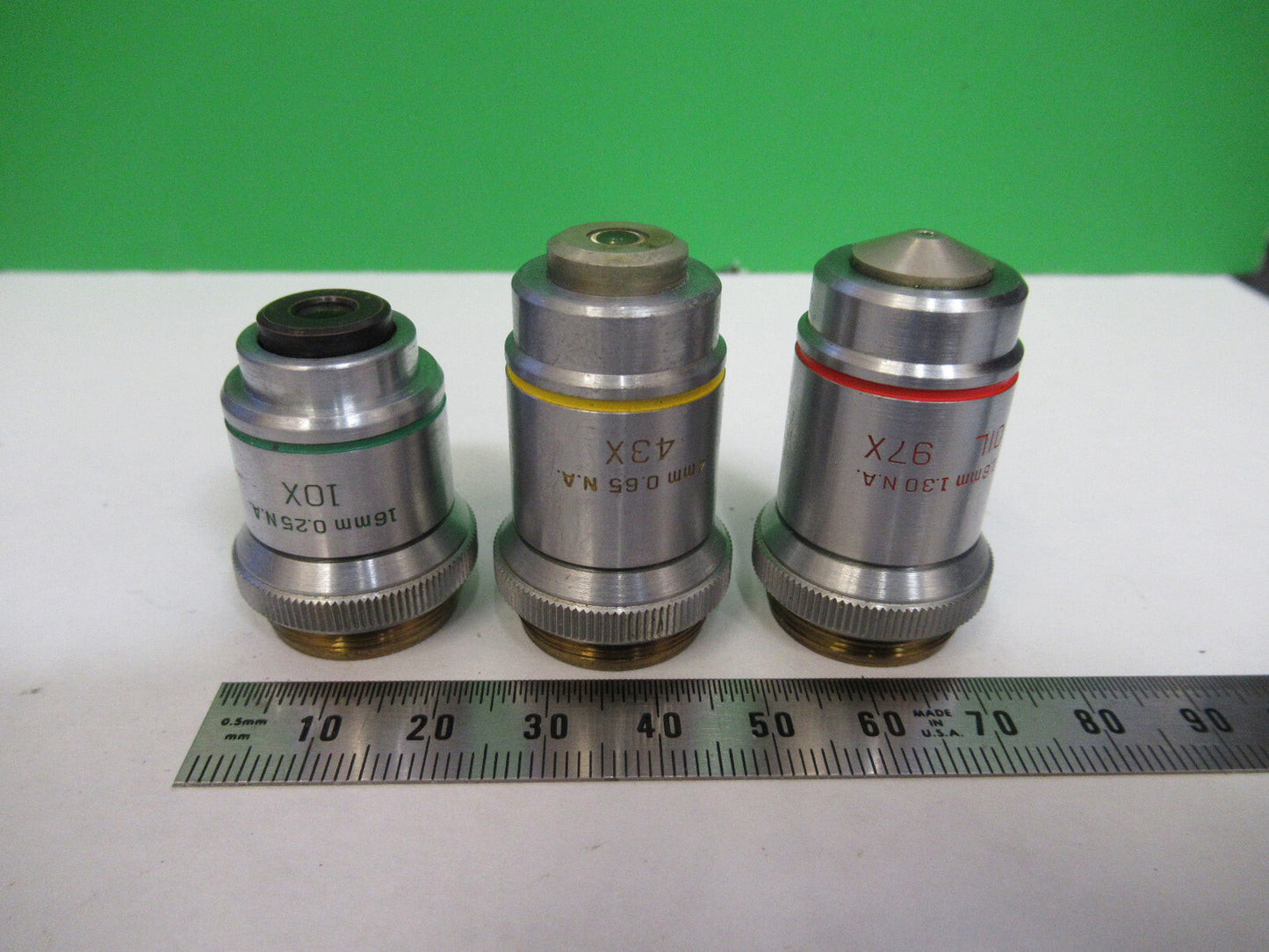 LOT 3ea OBJECTIVE BAUSCH LOMB INDUSTRIAL MICROSCOPE PART AS PICTURED X6-A-64
