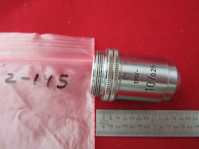 MICROSCOPE OBJECTIVE OPTICS 10X LEITZ WETZLAR GERMANY #2-145
