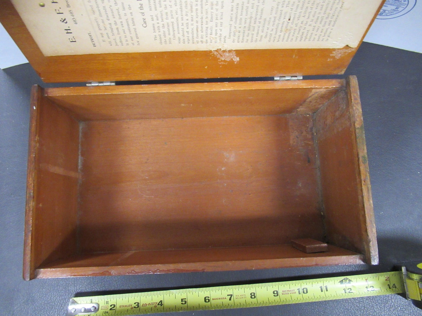 ANTIQUE WOOD CABINET EMPTY TIGHE MICHIGAN MICROSCOPE PART ta-5
