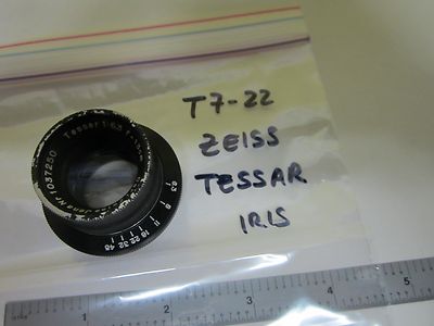 MICROSCOPE PART CARL ZEISS LENS TESSAR + IRIS OPTICS AS PICTURED BIN#T7-22