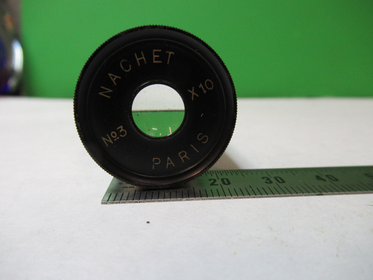 ANTIQUE NACHET PARIS 10 EYEPIECE OCULAR LENS MICROSCOPE PART AS PICTURED X2-A-16