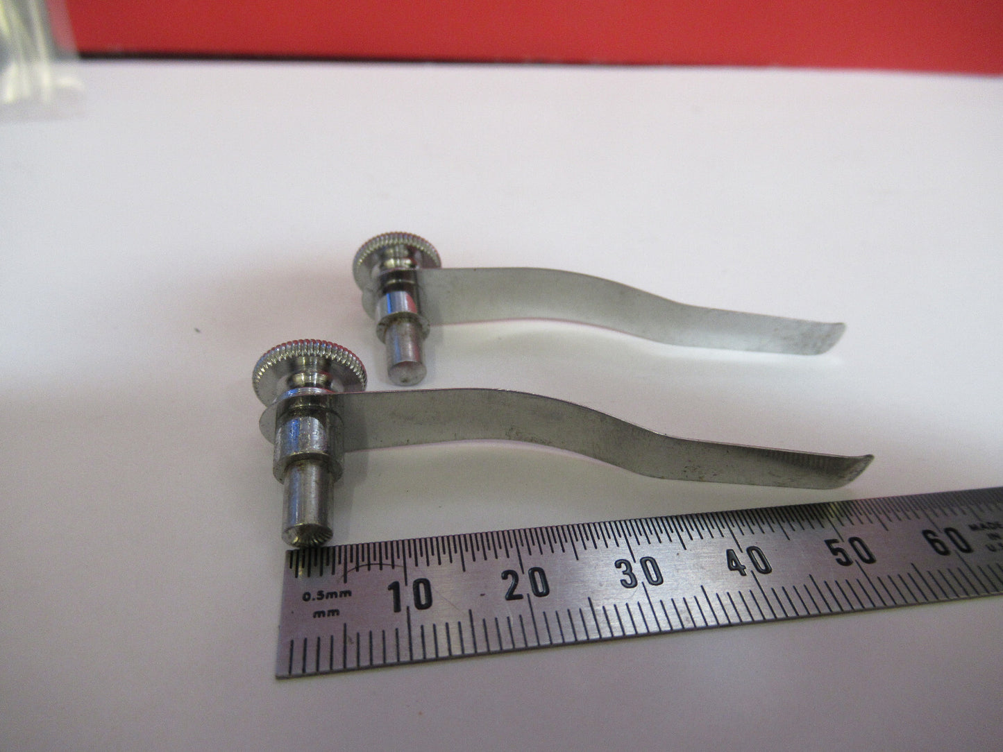 BAUSCH LOMB PAIR CLIPS STAGE MICROSCOPE PART AS PICTURED  S3-B-66