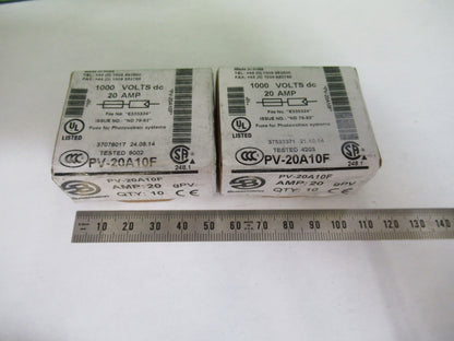 LOT 20 pcs PV-20A10F FUSES 1000 VOLTS 20 AMPS AS PICTURED T6-B-15