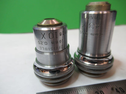OBJECTIVE LOT BAUSCH LOMB 10X 43X OPTICS MICROSCOPE PART AS PICTURED X2-A-87
