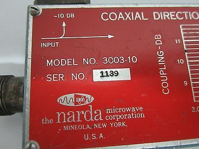 NARDA DIRECTIONAL COUPLER EMI TESTING RF MICROWAVE FREQUENCY GHz AS IS BIN#G2-25