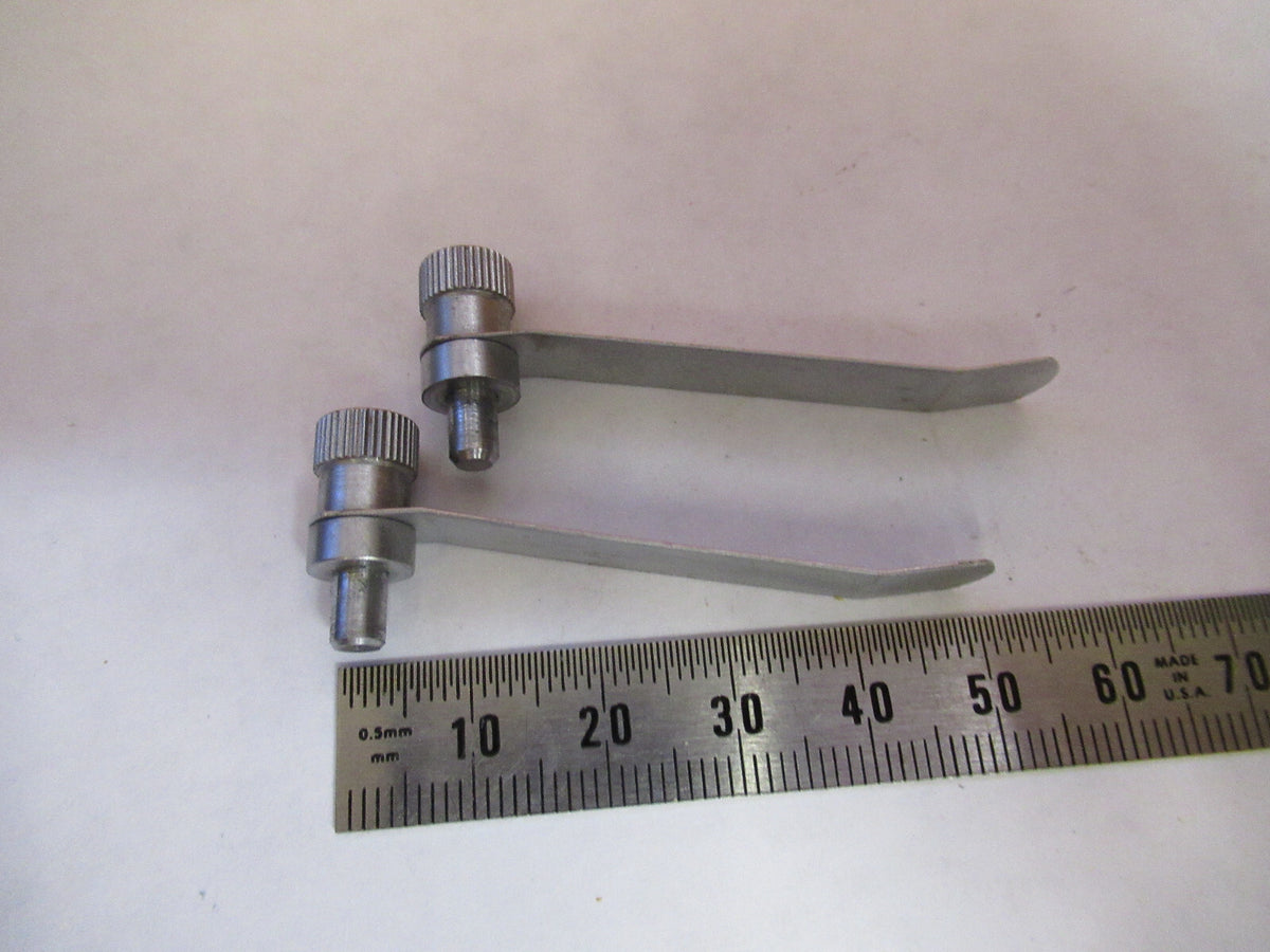 PAIR CLIPS STAGE MICROLUX GERMANY MICROSCOPE PART AS PICTURED Y1-A-47