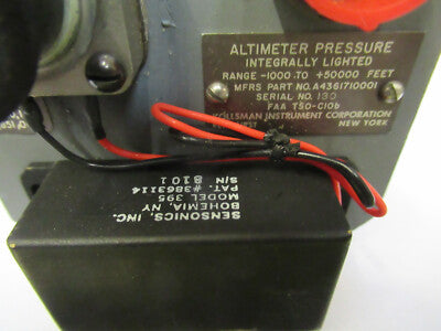 KOLLSMAN ALTIMETER PRESSURE INDICATOR A436171001 UNTESTED AS PICTURED &29-A-51