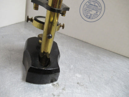 ANTIQUE BRASS MINIATURE RARE FRENCH MICROSCOPE AS PICTURED LOB