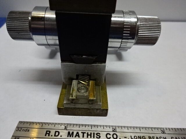 VINTAGE BRASS STAGE MICROMETER GERMANY UNKNOWN MAKE MICROSCOPE PART AS IS &83-62
