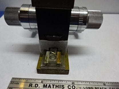 VINTAGE BRASS STAGE MICROMETER GERMANY UNKNOWN MAKE MICROSCOPE PART AS IS &83-62
