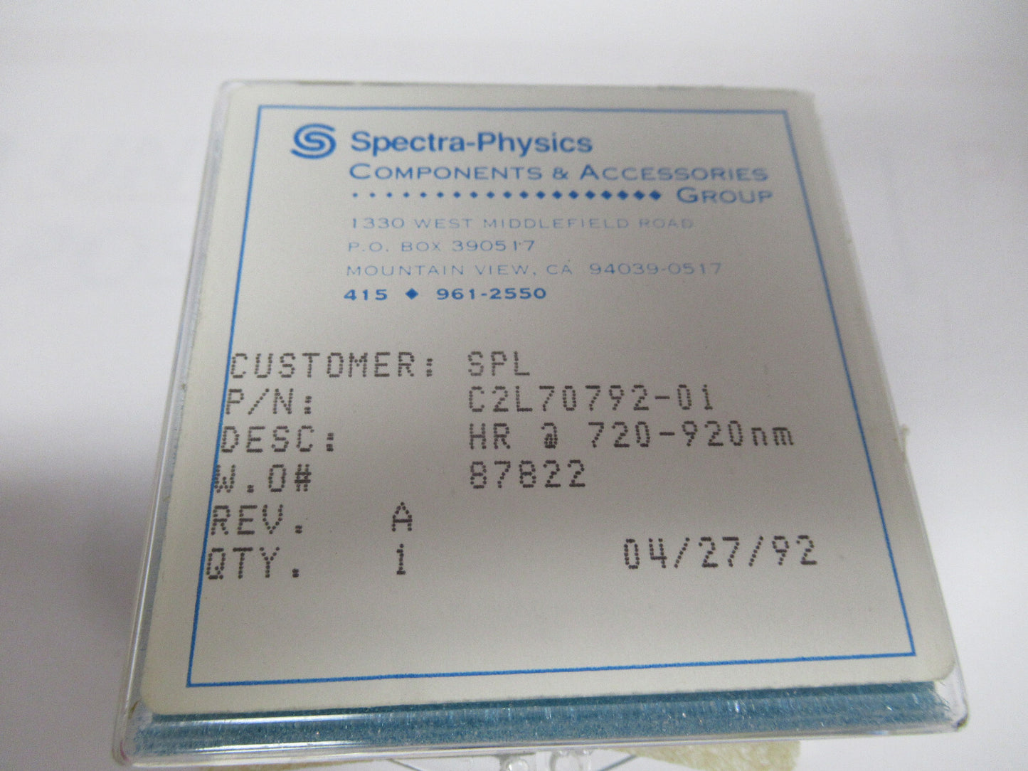 OPTICAL PRO SPECTRA PHYSICS HR 720-920 nm DICHROIC OPTICS AS PICTURED &W6-A-19