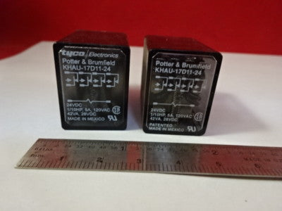 Lot 2 ea Relay Potter Brumfield KHAU-17D11-24 24 Volts
