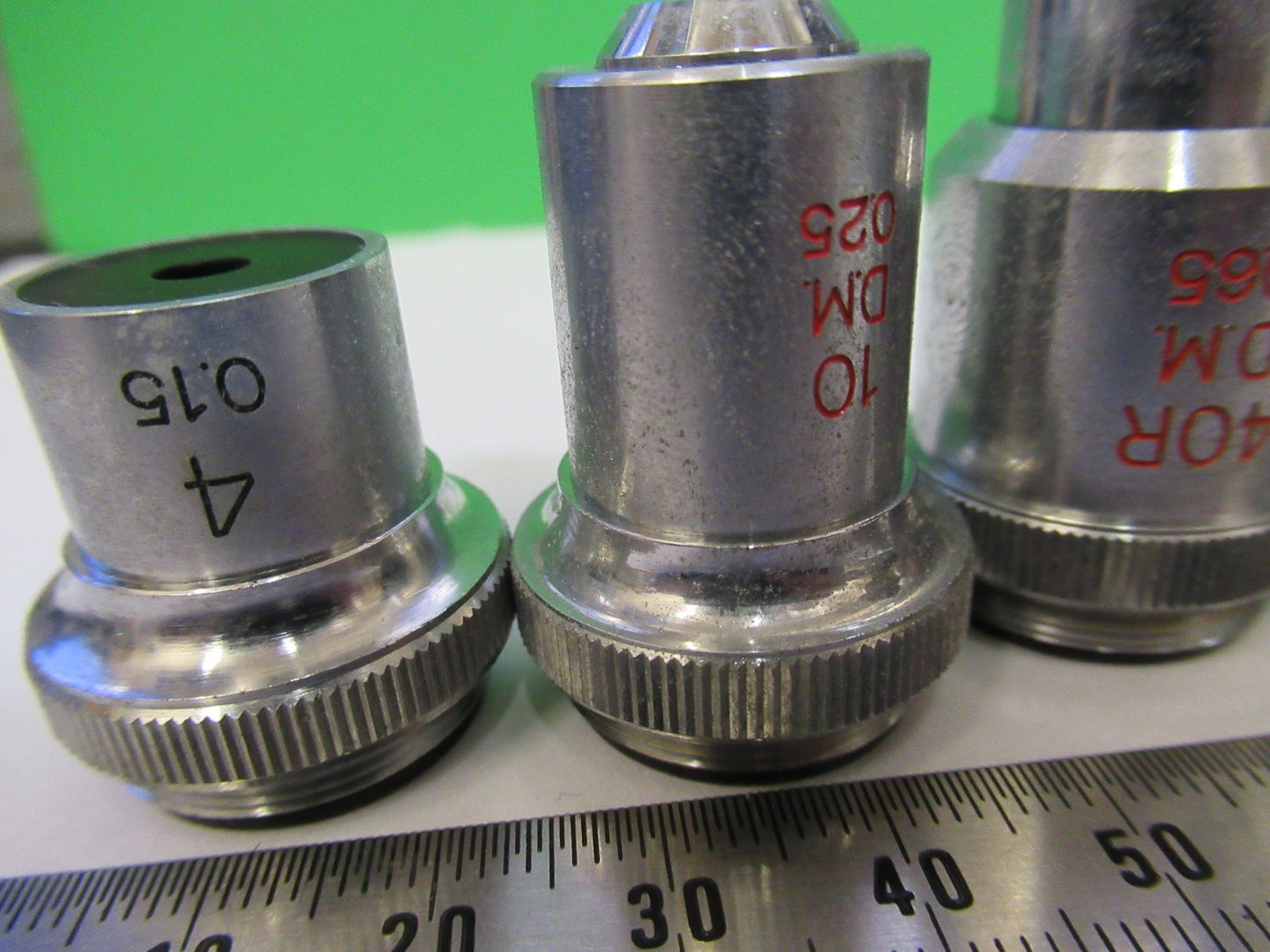 UNITRON JAPAN LOT OBJECTIVES  4 PIECES MICROSCOPE PART AS PICTURED U8-A-35
