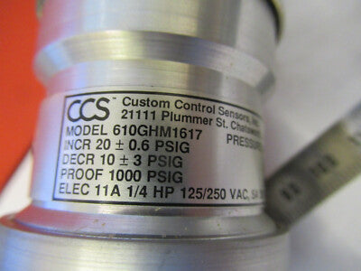 Aircraft Pressure Switch Ccs Custom Control Solar 31296-3