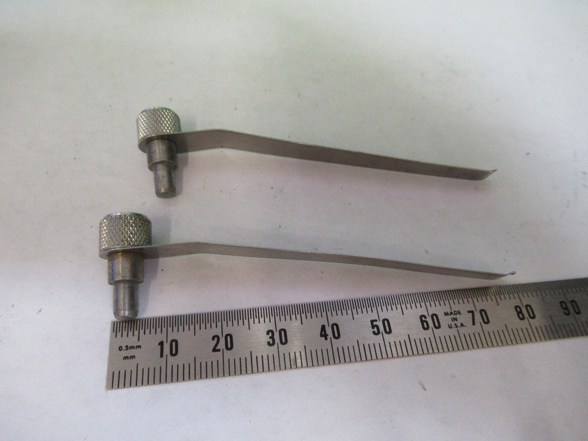 PAIR CLIPS STAGE CARL ZEISS GERMANY STEREO MICROSCOPE PART AS PICTURED S1-B-93