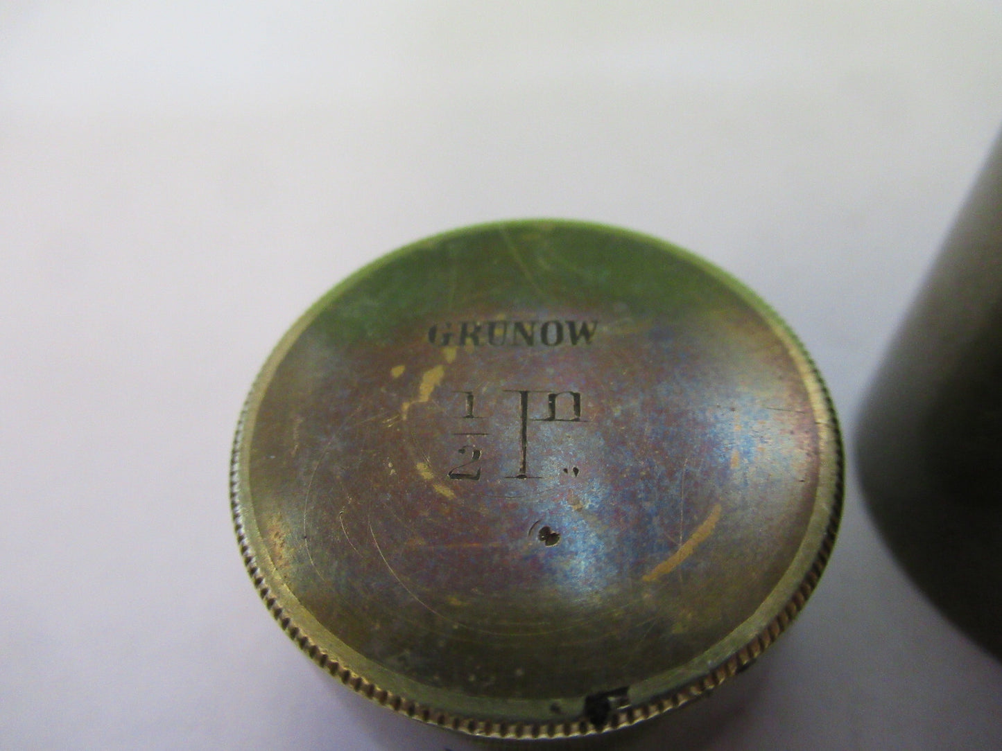 ANTIQUE BRASS GRUNOW RARE EMPTY OBJECTIVE CANISTER AS PICTURED &R9-B-05