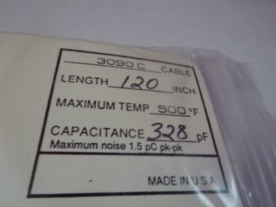 CABLE for MEGGITT ENDEVCO 3090C ACCELEROMETER VIBRATION SENSOR AS IS #B8-A-09