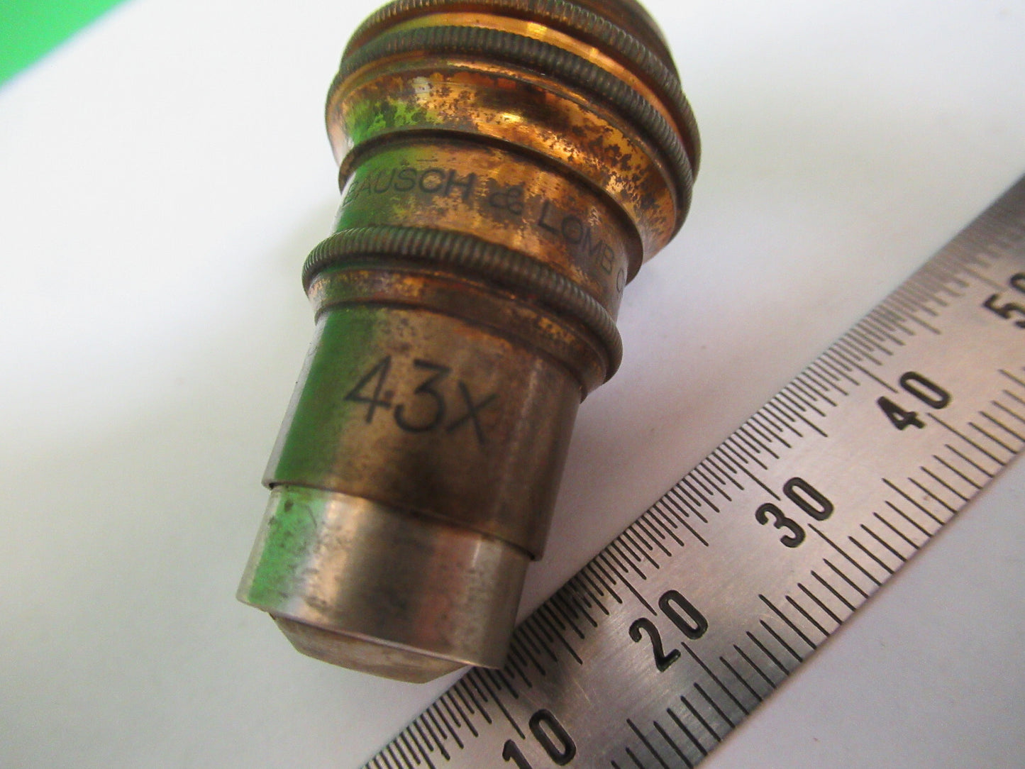 ANTIQUE BRASS BAUSCH LOMB  OBJECTIVE 43X MICROSCOPE PART AS PICTURED Z5-A-41