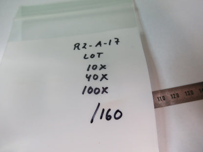 LOT 3 EA GENERIC 10X 40X 100X OBJECTIVE MICROSCOPE PART AS PICTURED &R2-A-17