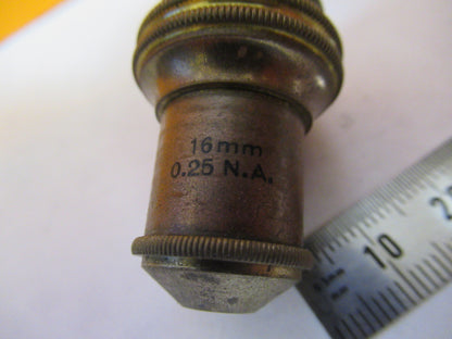 ANTIQUE BRASS BAUSCH LOMB OBJECTIVE 16mm MICROSCOPE PART AS PICTURED Y3-A-44