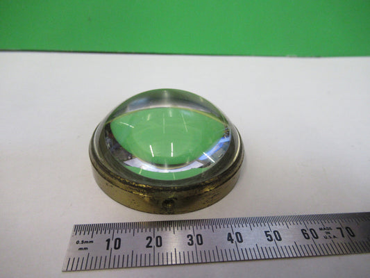 Antique Brass Mounted Convex Lens Glass Microscope Part