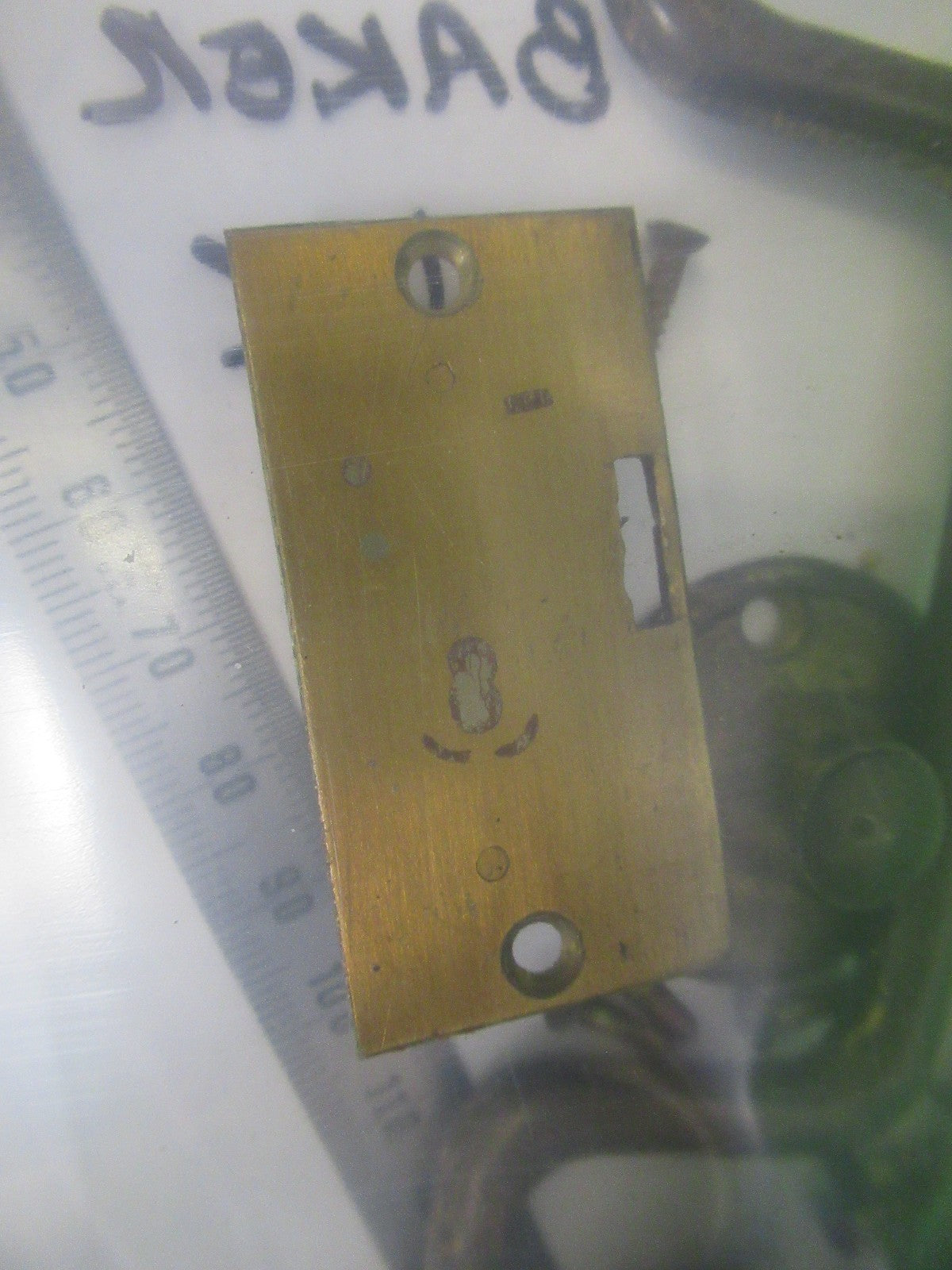 ANTIQUE BAKER UK SET HANDLE + LOCK NO KEY MICROSCOPE PART AS PICTURED U8-A-02