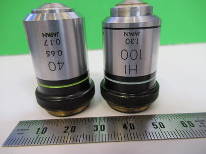 LOT OBJECTIVE OLYMPUS JAPAN 40X 100X MICROSCOPE PART AS PICTURED T4-B-27