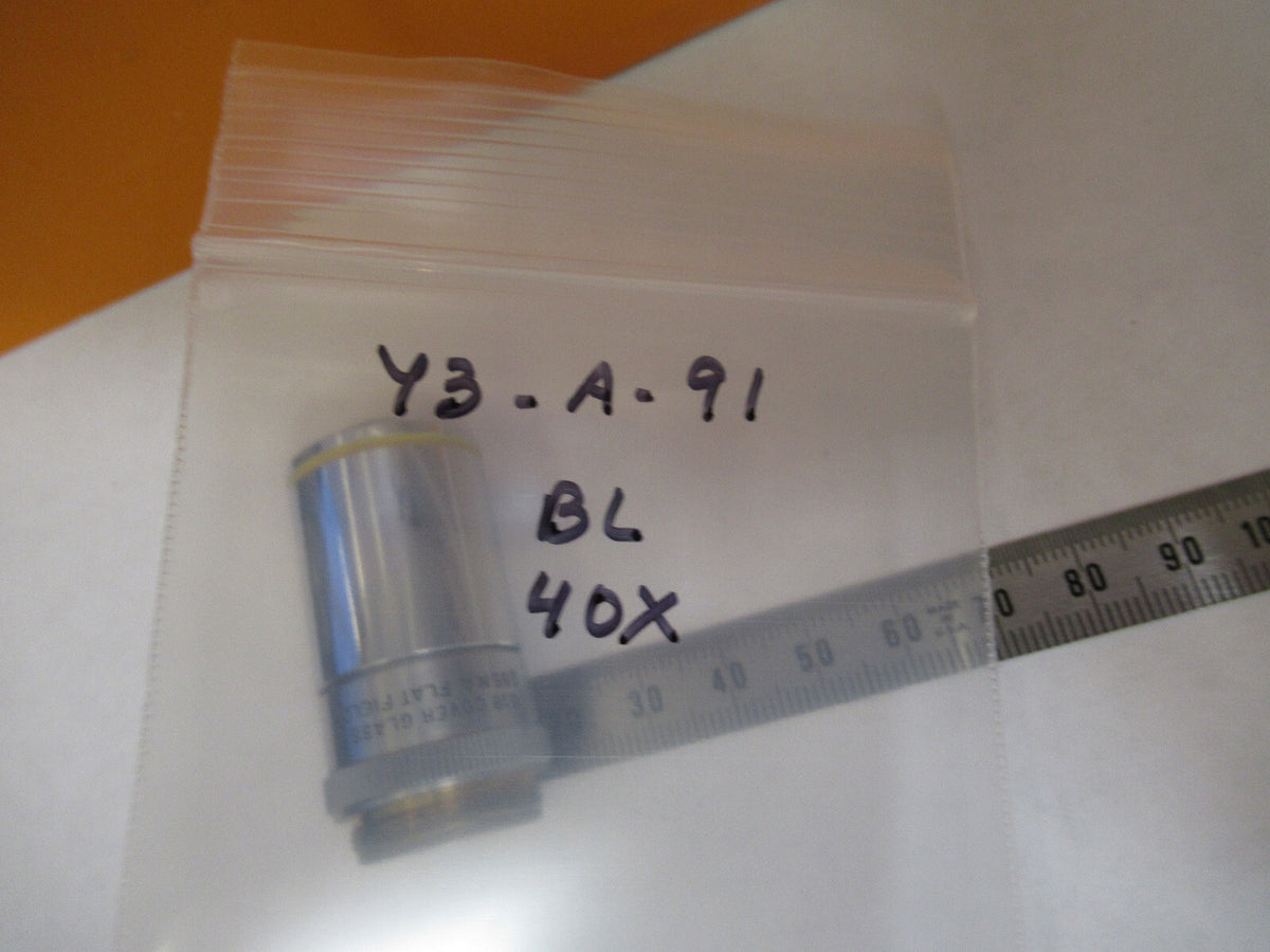 MICROSCOPE INDUSTRIAL OBJECTIVE BAUSCH LOMB FLAT FIELD 40X OPTICS AS IS Y3-A-91