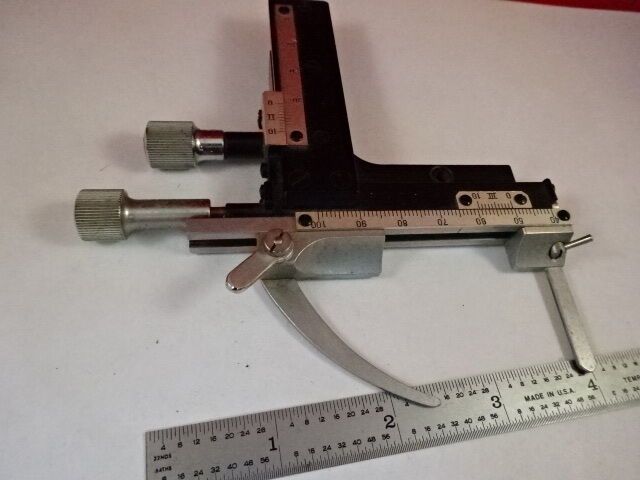 STAGE MICROMETER JAPAN CLIPS MICROSCOPE PART AS IS &33-A-77