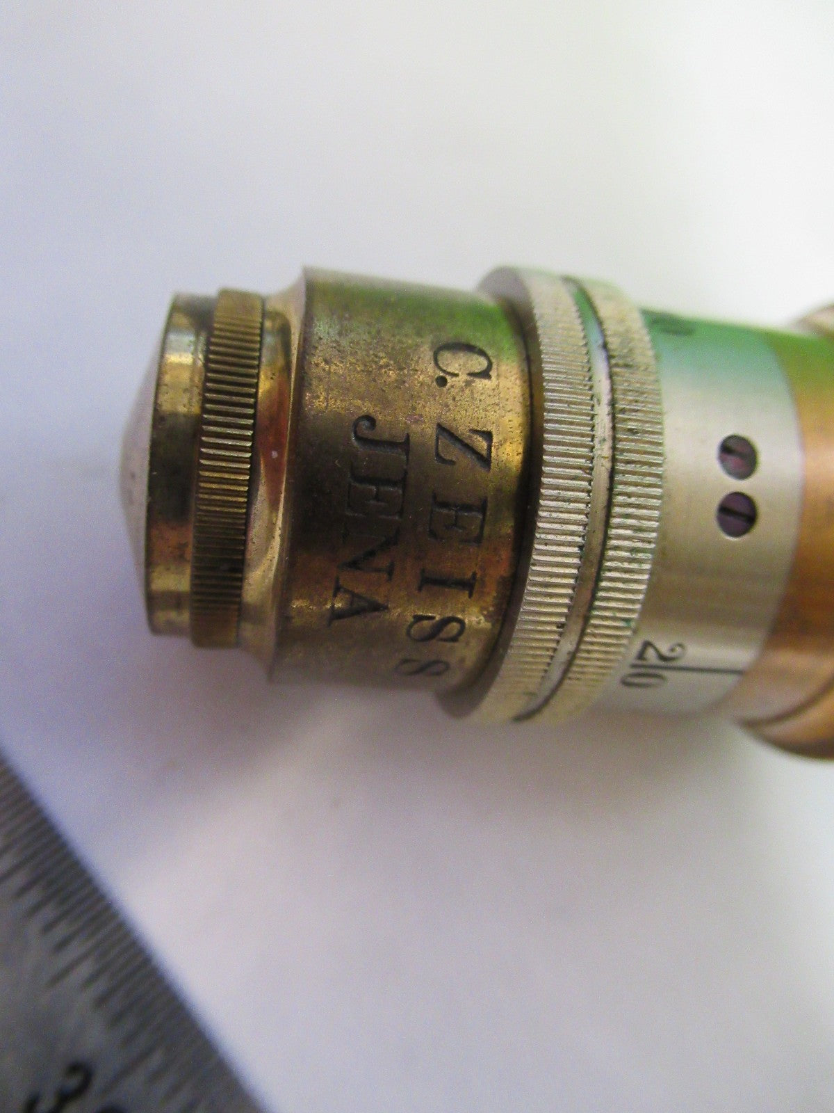 ANTIQUE BRASS OBJECTIVE CARL ZEISS 1902 RARE IRIS OPTICS MICROSCOPE PART W3-C-32