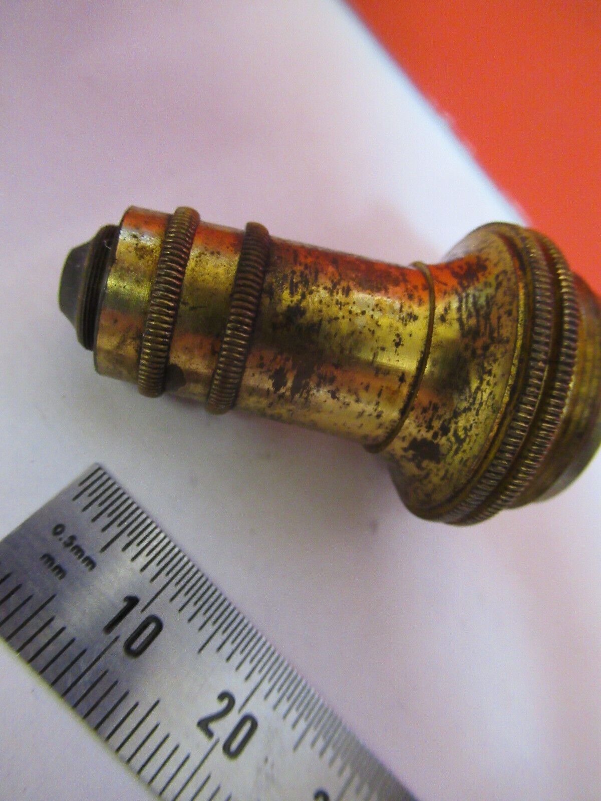 ANTIQUE BRASS KORISTKA ITALY OBJECTIVE 8 MICROSCOPE PART AS PICTURED &H9-B-58