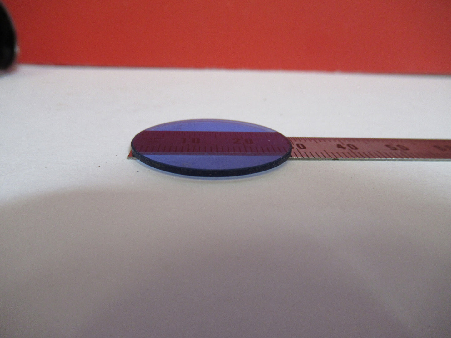 OPTICAL GLASS LEITZ GERMA BLUE FILTER MICROSCOPE PART OPTICS AS PICTURED Y5-A-20