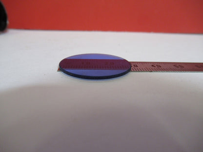 OPTICAL GLASS LEITZ GERMA BLUE FILTER MICROSCOPE PART OPTICS AS PICTURED Y5-A-20