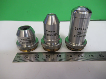 REICHERT AUSTRIA lot objectives 4X 10X 40X MICROSCOPE PART AS PICTURED X5-A-76