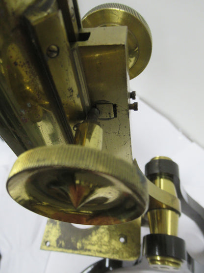 For Parts or repair ANTIQUE BRASS HENRY CROUCH LONDON INCOMPLETE MICROSCOPE #LOB
