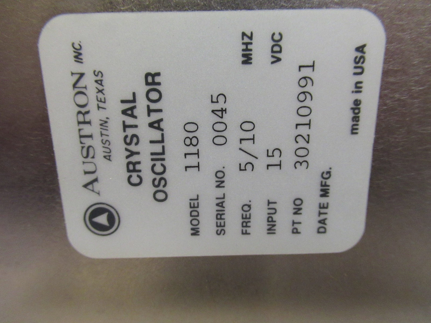 VINTAGE QUARTZ AUSTRON OSCILLATOR FREQUENCY CONTROL 5/10 MHz AS PICTURED V8-B-69