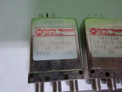 LOT 2 EA SWITCHES DOWKEY  RF MICROWAVE FREQUENCY AS IS #4B-A-14