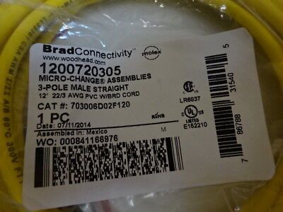 BRAD CONNECTIVITY CABLE 1200720305 MOLEX WOODHEAD CONTROL SYSTEMS AS IS #89-15