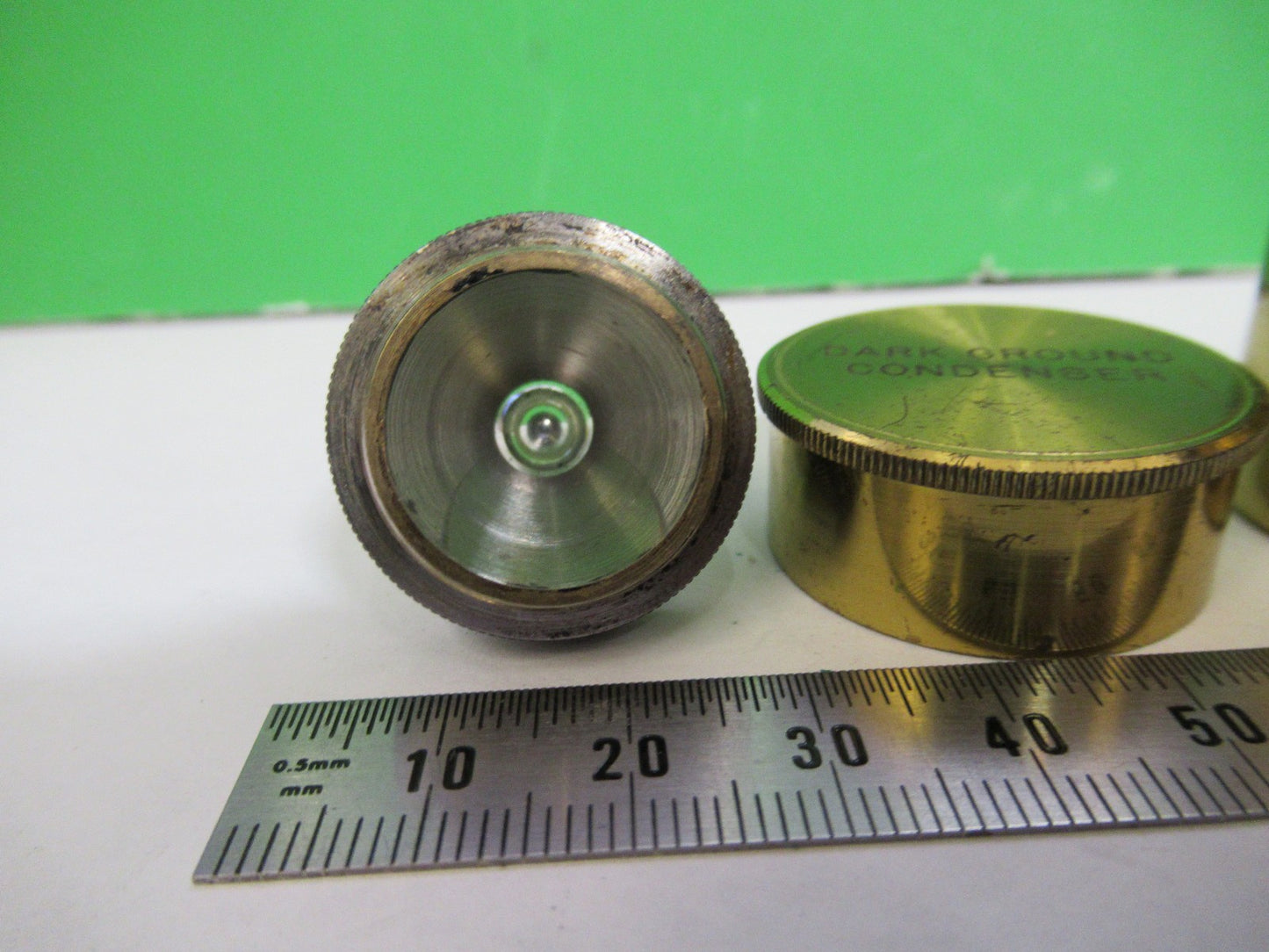 ANTIQUE BRASS DARK CONDENSER BECK UK + CANISTER MICROSCOPE PART AS PIC X3-B-19