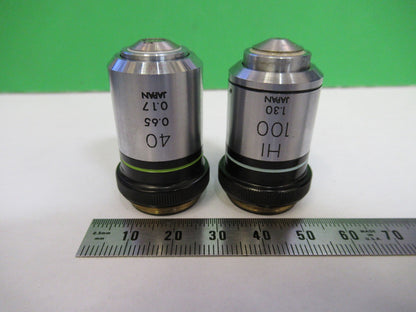 LOT OBJECTIVE OLYMPUS JAPAN 40X 100X MICROSCOPE PART AS PICTURED T4-B-27